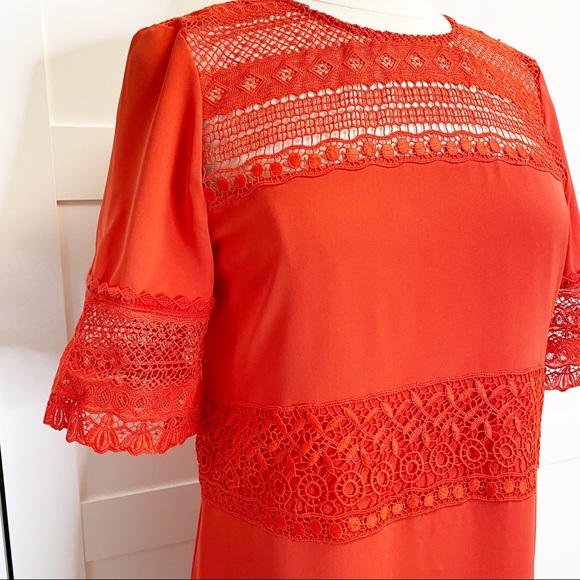 Parker Stephanie Dress Lace M NWT Red Flare - Picture 2 of 7